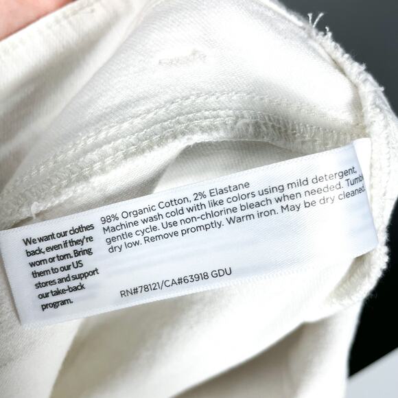 Eileen Fisher White Jeans High Waisted‎ Slim-Leg Organic Cotton Sz 16 - Picture 11 of 11